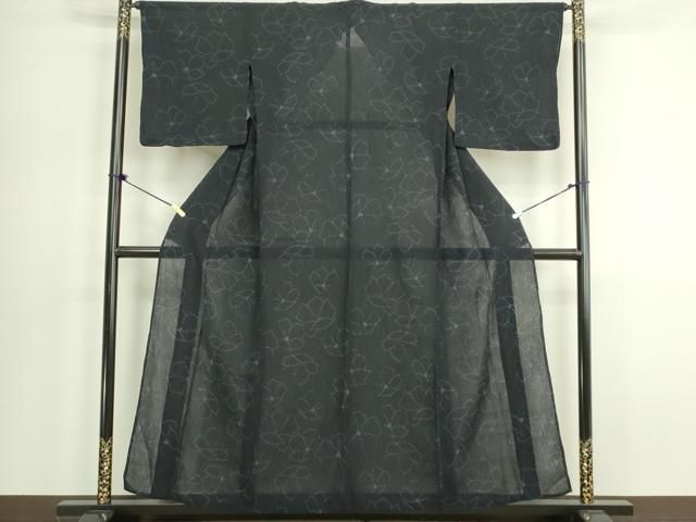 平和屋着物▽上質なお召　単衣　舞花文　正絹　逸品　DABK9968cd