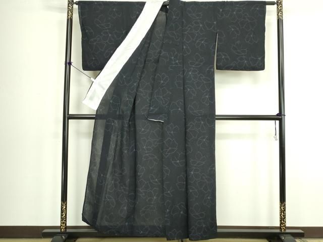 平和屋着物▽上質なお召　単衣　舞花文　正絹　逸品　DABK9968cd