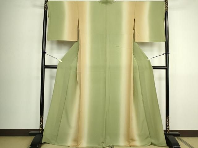 平和屋着物▽上質な小紋　単衣　間道　暈し染め　正絹　逸品　DABK9969cd