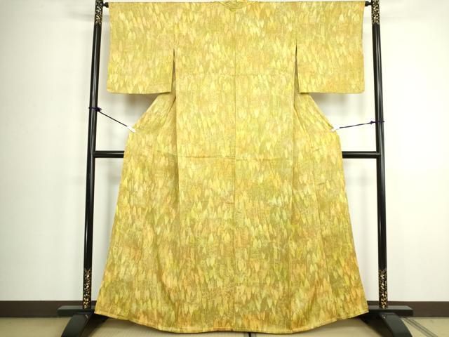 平和屋着物▽上質な小紋　単衣　風景文　正絹　逸品　DABK9971cd