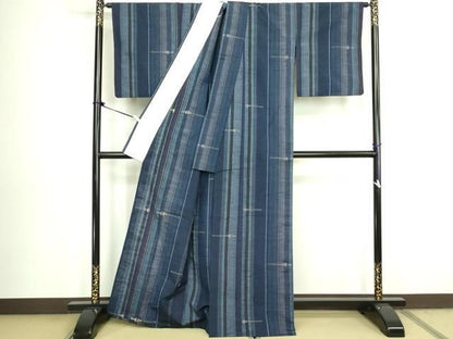 平和屋着物▽上質な紬　単衣　間道　正絹　逸品　DABK9976cd