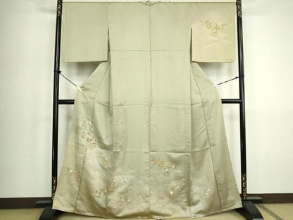平和屋着物▽訪問着　単衣　刺繍　花籠文　正絹　逸品　DABK9983cd