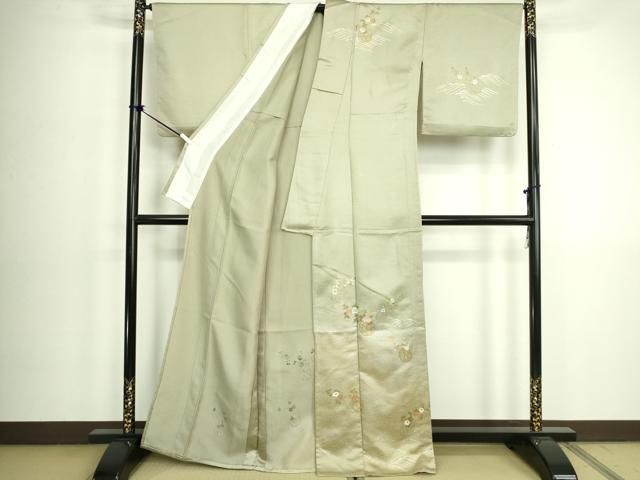 平和屋着物▽訪問着　単衣　刺繍　花籠文　正絹　逸品　DABK9983cd