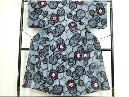 平和屋着物∴夏物　浴衣　有松鳴海絞り　花丸文　綿　逸品　DABK9995cd