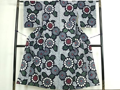 平和屋着物∴夏物　浴衣　有松鳴海絞り　草花文　綿　逸品　DABK9996cd
