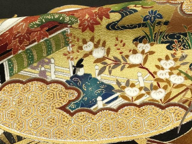 平和屋着物■豪華黒留袖　刺繍　貝合わせ鳳凰御所車花文　暈し染め　金銀彩　正絹　逸品　DABL0002qp