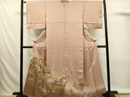 平和屋着物■豪華色留袖　駒刺繍　渡橋花松文　暈し染め　金彩　正絹　逸品　DABL0008qp