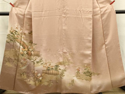 平和屋着物■豪華色留袖　駒刺繍　渡橋花松文　暈し染め　金彩　正絹　逸品　DABL0008qp