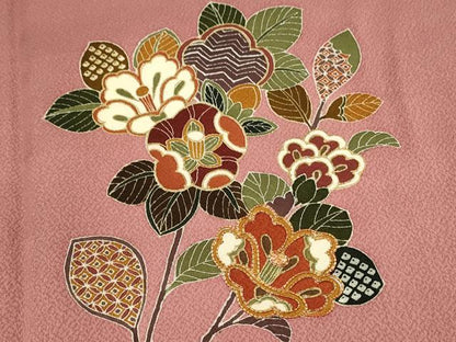 平和屋着物■訪問着　駒刺繍　枝花文　金彩　正絹　逸品　DABL0010qp