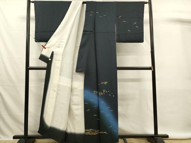平和屋着物■訪問着　作家物　舞扇花文　七宝　暈し染め　金彩　鈴乃屋扱い　正絹　逸品　DABL0011qp