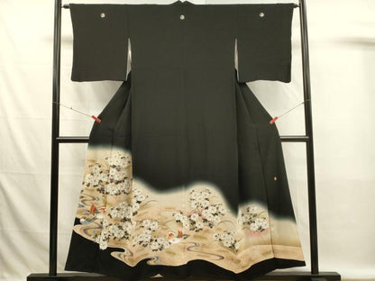 平和屋着物■豪華黒留袖　作家物　刺繍　鴛鴦流水花文　暈し染め　金彩　正絹　逸品　DABL0016qp