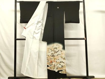 平和屋着物■豪華黒留袖　作家物　刺繍　鴛鴦流水花文　暈し染め　金彩　正絹　逸品　DABL0016qp
