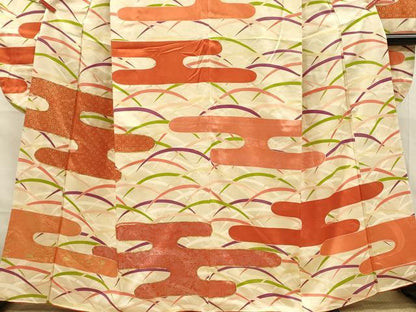 平和屋着物■豪華振袖　駒刺繍　エ霞花芝文　金彩　正絹　逸品　DABL0017qp