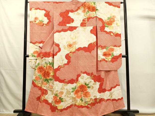 平和屋着物■豪華振袖　駒刺繍　絞り　雲取り草花文　金彩　やまと誂製　正絹　逸品　DABL0022qp