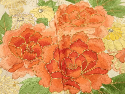 平和屋着物■豪華振袖　駒刺繍　絞り　雲取り草花文　金彩　やまと誂製　正絹　逸品　DABL0022qp
