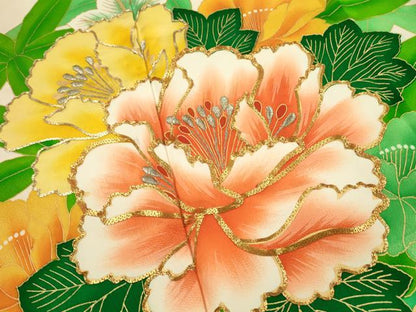平和屋着物■豪華振袖　駒刺繍　草花文　牡丹　暈し染め　金彩　正絹　逸品　DABL0024qp