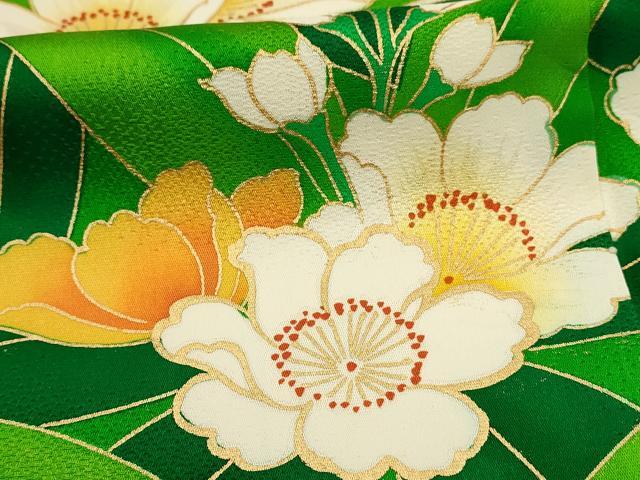 平和屋着物■豪華振袖　駒刺繍　草花文　牡丹　暈し染め　金彩　正絹　逸品　DABL0024qp