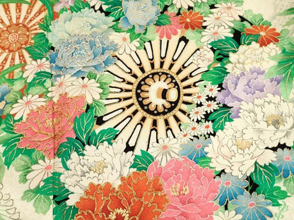 平和屋着物■豪華振袖　駒刺繍　絞り　源氏車花文　金彩　正絹　逸品　DABL0027qp