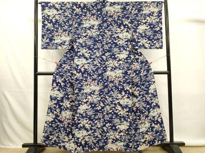 平和屋着物■上質な小紋　風景草花文　正絹　逸品　DABL0029qp