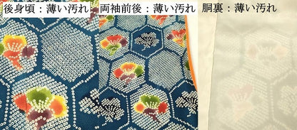 平和屋着物■上質な小紋　亀甲花文　鬼しぼ縮緬　正絹　逸品　DABL0032qp