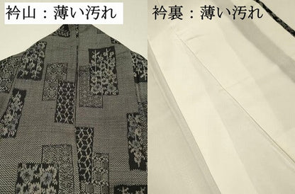 平和屋着物■上質な紬　短冊花文　正絹　逸品　DABL0069qp
