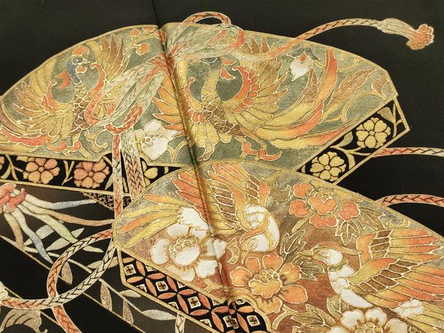 平和屋着物■豪華黒留袖　作家物　鬘帯文箱花鳥文　正倉院　金彩　正絹　逸品　DABL0075qp