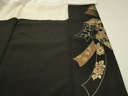 平和屋着物■豪華黒留袖　作家物　鬘帯文箱花鳥文　正倉院　金彩　正絹　逸品　DABL0075qp