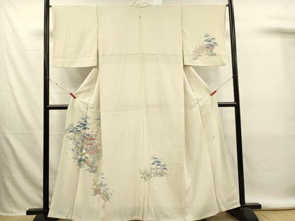平和屋着物■訪問着　友禅　作家物　風景花松文　正絹　逸品　DABL0079qp