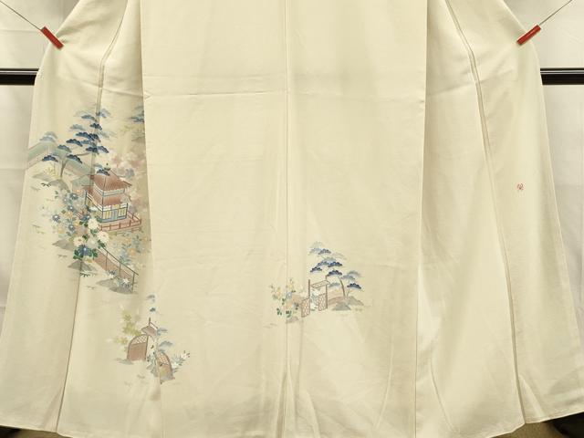 平和屋着物■訪問着　友禅　作家物　風景花松文　正絹　逸品　DABL0079qp