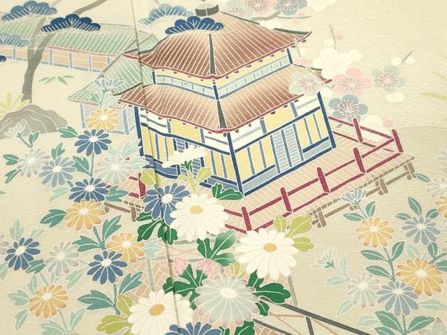 平和屋着物■訪問着　友禅　作家物　風景花松文　正絹　逸品　DABL0079qp