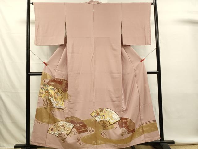 平和屋着物■豪華色留袖　扇面飛鶴花松文　金彩　正絹　逸品　DABL0095qp