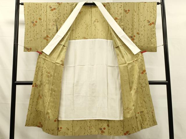 平和屋着物■長襦袢　無双仕立て　枝垂れ花文　金彩　正絹　逸品　DABL0101qp