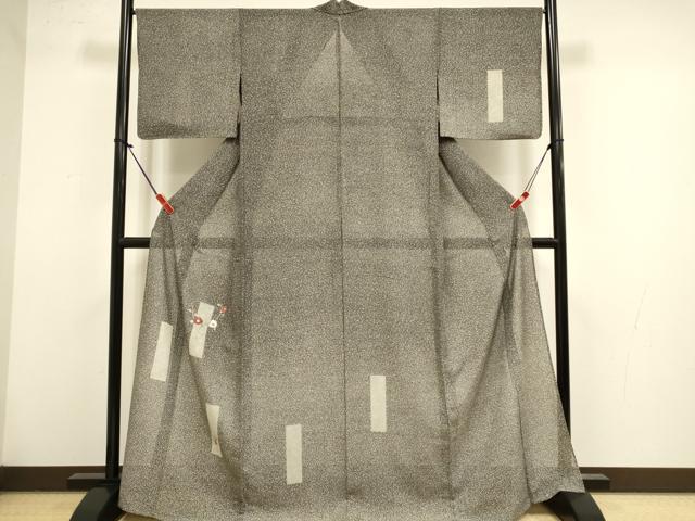 平和屋着物▽訪問着　紗　刺繍　短冊花文　たたき染め　正絹　逸品　DABL0162qp