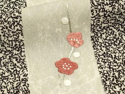 平和屋着物▽訪問着　紗　刺繍　短冊花文　たたき染め　正絹　逸品　DABL0162qp