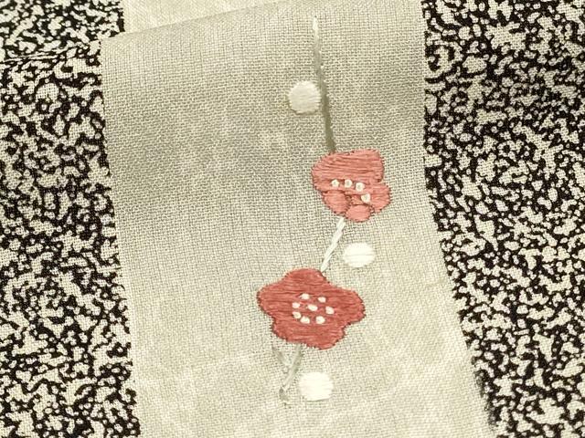 平和屋着物▽訪問着　紗　刺繍　短冊花文　たたき染め　正絹　逸品　DABL0162qp
