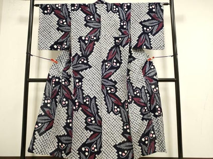 平和屋着物∴夏物　浴衣　有松鳴海絞り　草花文　綿　逸品　DABL0207qp