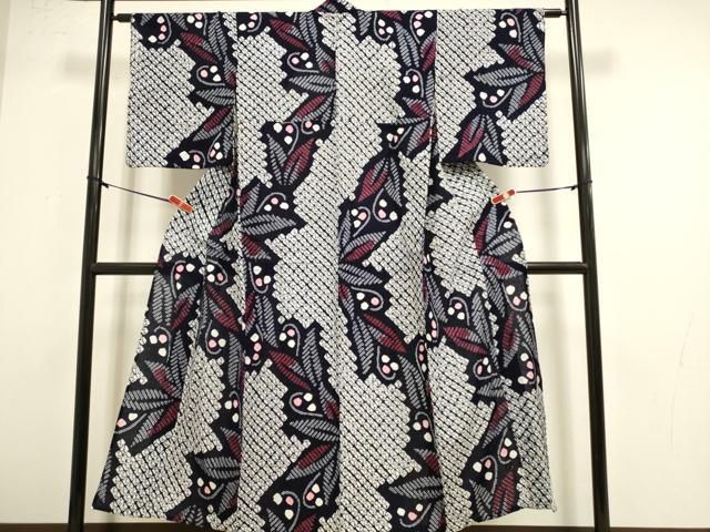 平和屋着物∴夏物　浴衣　有松鳴海絞り　草花文　綿　逸品　DABL0207qp