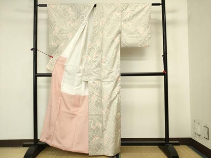 平和屋着物■本場大島紬　白大島　抽象花文　正絹　逸品　DABL0543ya
