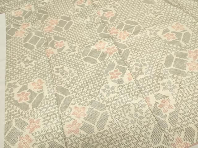 平和屋着物■本場大島紬　白大島　抽象花文　正絹　逸品　DABL0543ya