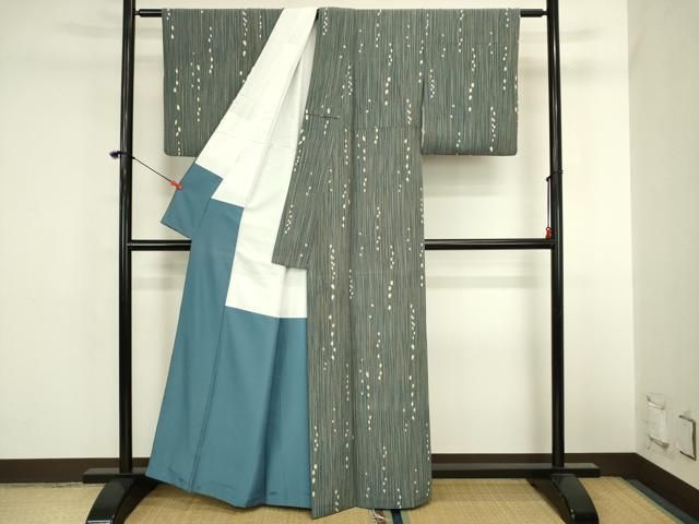 平和屋着物■小紋　変わり間道　反端付き　洗える着物　DABL0551ya