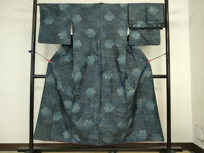 平和屋着物■本場大島紬　7マルキ　雪輪霞文　反端付き　正絹　逸品　DABL0553ya