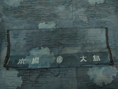 平和屋着物■本場大島紬　7マルキ　雪輪霞文　反端付き　正絹　逸品　DABL0553ya