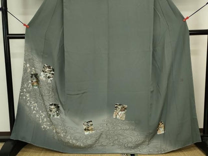 平和屋着物■豪華色留袖　作家物　色紙飛鶴松文　暈し染め　金銀彩　正絹　逸品　DABL0555ya