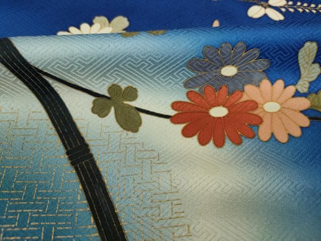 平和屋着物■訪問着　草花文　橘　暈し染め　金彩　正絹　逸品　DABL0556ya