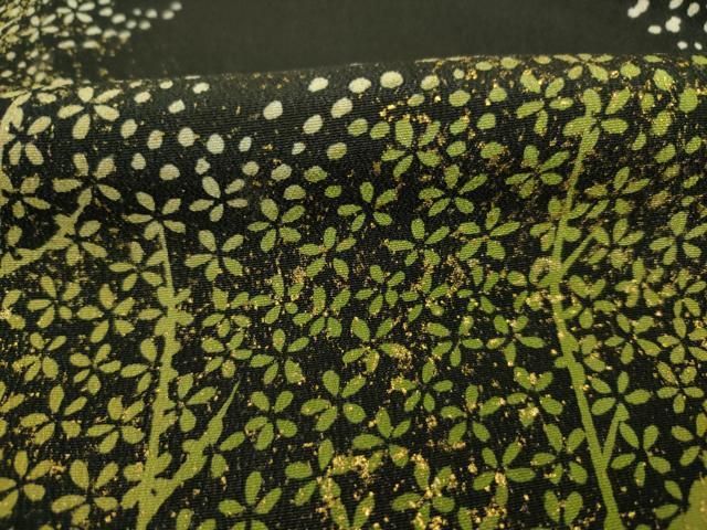 平和屋着物■豪華黒留袖　草花文　金彩　正絹　逸品　DABL0569ya