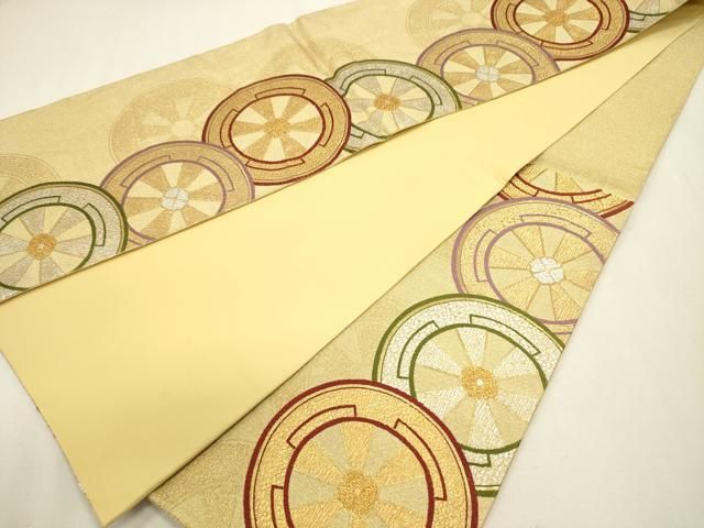 平和屋着物◎六通柄袋帯　唐織　源氏車　金銀糸　正絹　逸品　DABL0570ya