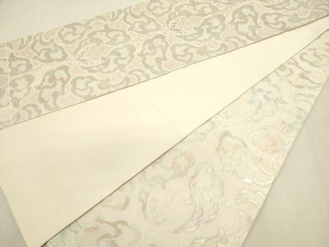 平和屋着物◎全通柄　本袋帯　手織　更紗花唐草文　金銀糸　正絹　逸品　DABL0573ya