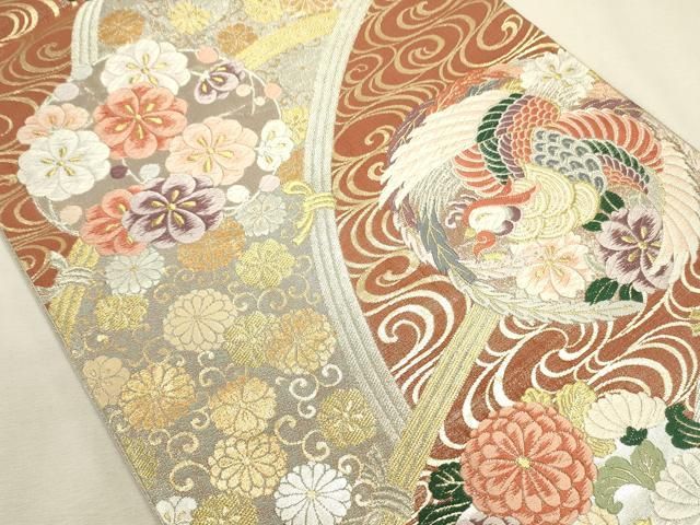 平和屋着物◎六通柄袋帯　唐織　鳳凰花文　金銀糸　正絹　逸品　DABL0574ya