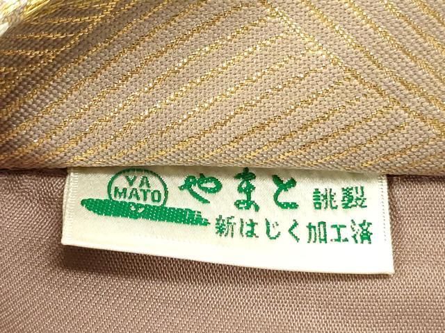 平和屋着物◎六通柄袋帯　扇面飛鶴花文　金糸　やまと誂製　正絹　逸品　DABL0583ya