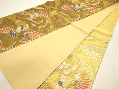 平和屋着物◎六通柄袋帯　唐織　鳳凰花文　金糸　正絹　逸品　DABL0588ya